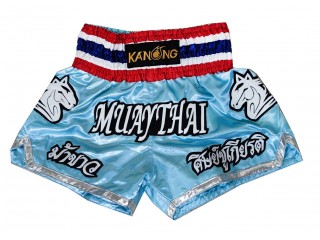 Shorts Boxe Thai Personnalisé : KNSCUST-1145 Bleu clair